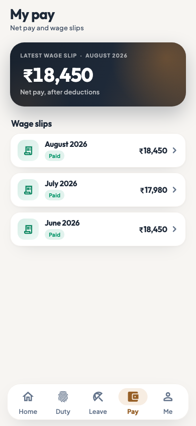 Wage slips in the employee app